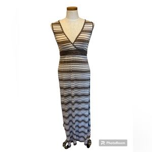 Max Studio Striped Maxi Dress, Tan & White, Size Small